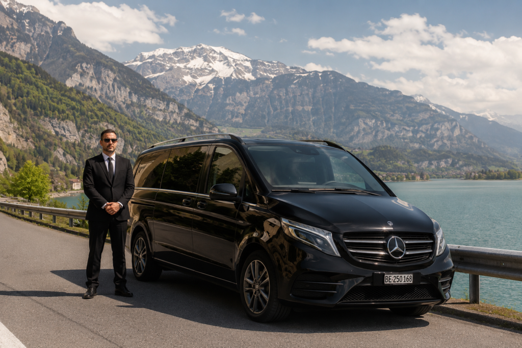 Serviços de chauffeur em Gstaad, Suíça, com transporte de luxo nos Alpes